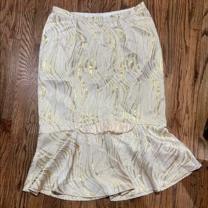 Tiffany & Co Cream Midi Trumpet Skirt